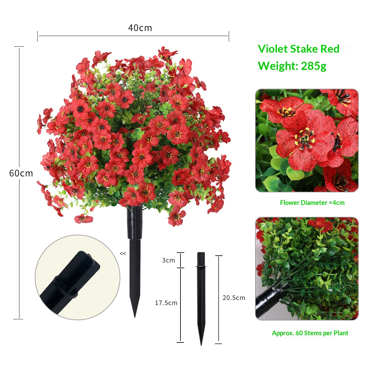 Plantation de violets en rouge