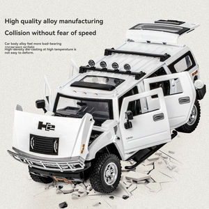 Diecast Model Car <strong>1</strong>:24 <strong>hummer</strong> H2 with Sound and Light Pullback Door Open Decorate Collect Metal Car Mode - Product Image 2