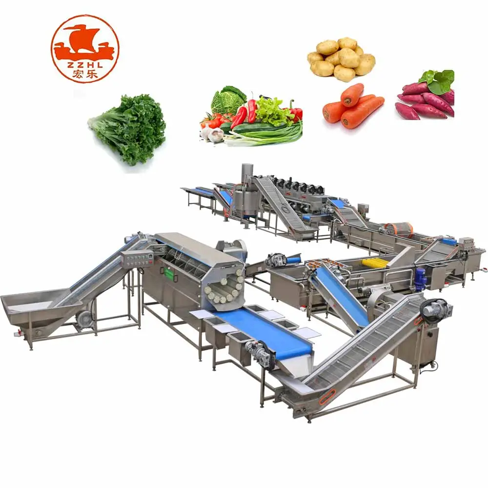 Automatico Congelato Pulito Frutta E Verdura di Lavaggio Linea di Produzione di Insalata Sistema di Elaborazione