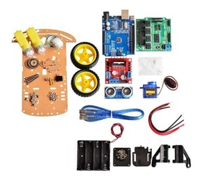 Vermeidungsverfolgung intelligenter Roboter-Autostoßsatz Geschwindigkeitscode-Akkubox 2WD Ultraschallmodul für Arduino-Kit