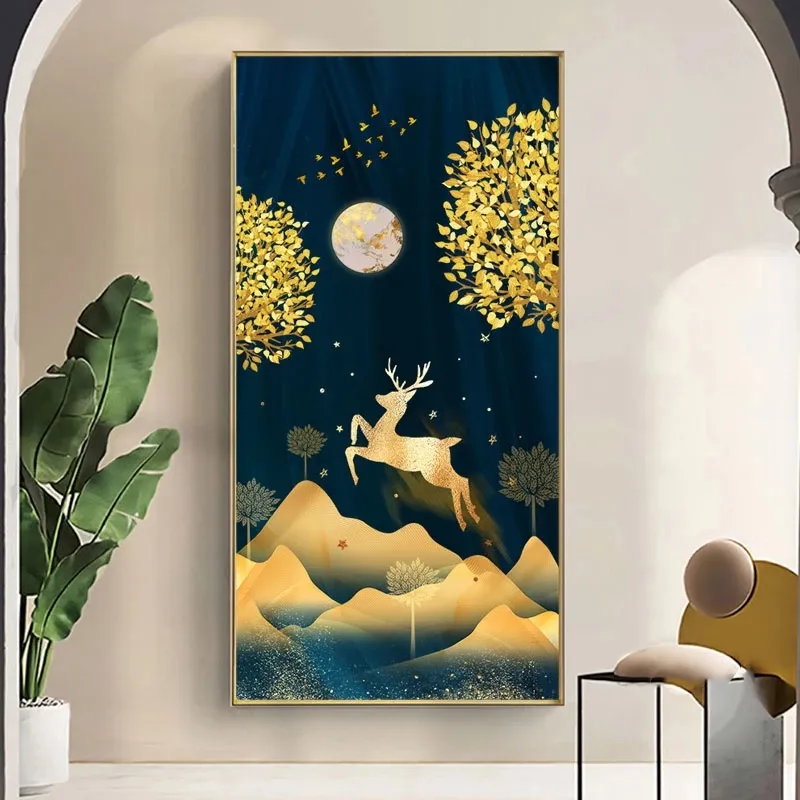 Lukisan Kanvas Nordik Abstrak Ruang Tamu Seni Emas Gambar Dinding Cetak Kamar Tidur Ruang Makan Dekorasi Rumah Poster Seni Tanpa Bingkai