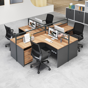 Partición de computadora de oficina de madera moderna simple de nuevo diseño para 1 2 4 6 8 personas - Product Image 1