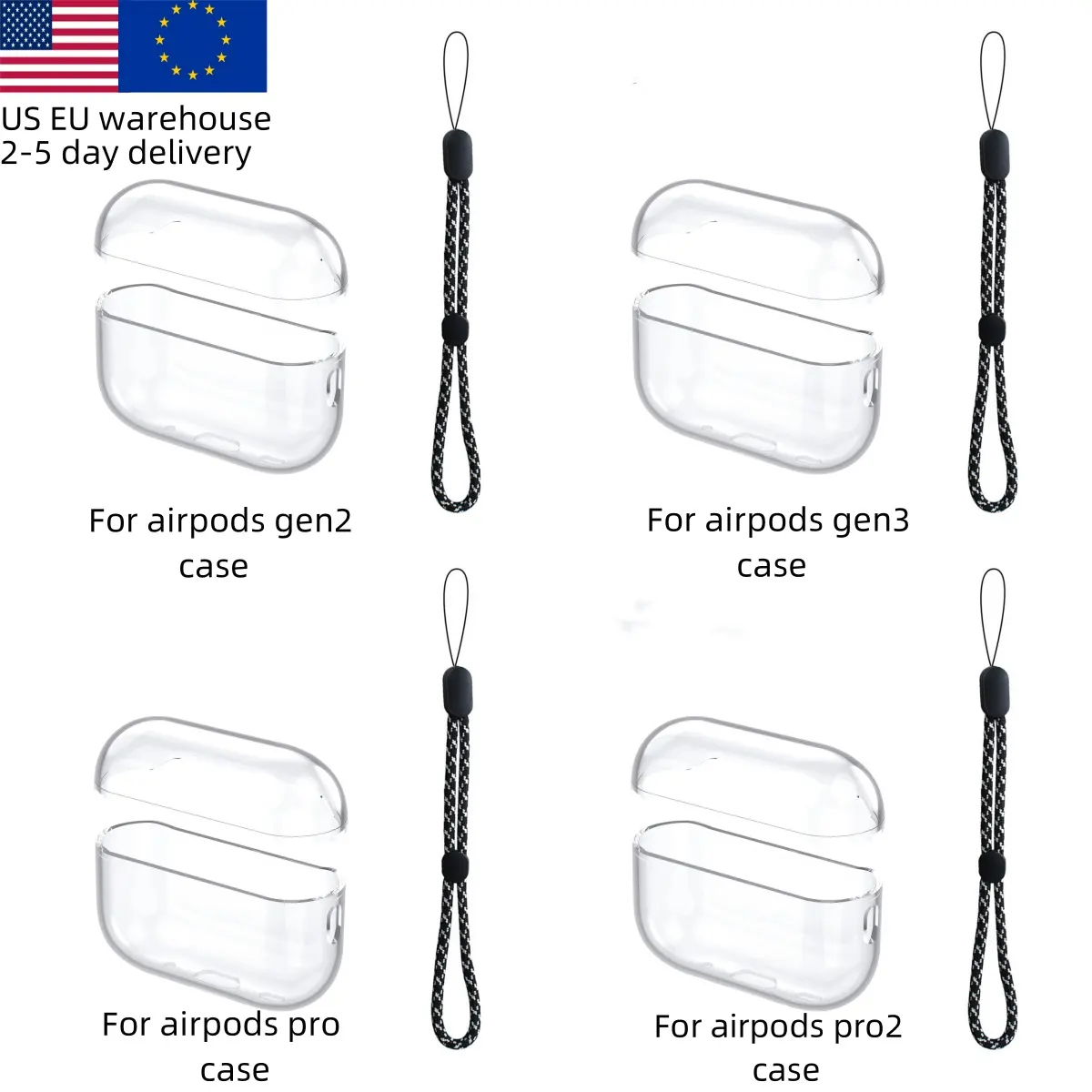 US EU โกดังเหมาะสําหรับ airpods Pro2 Pro หูฟังซิลิโคนป้องกันเหมาะสําหรับ airpods 3 2 ป้องกันกรณี