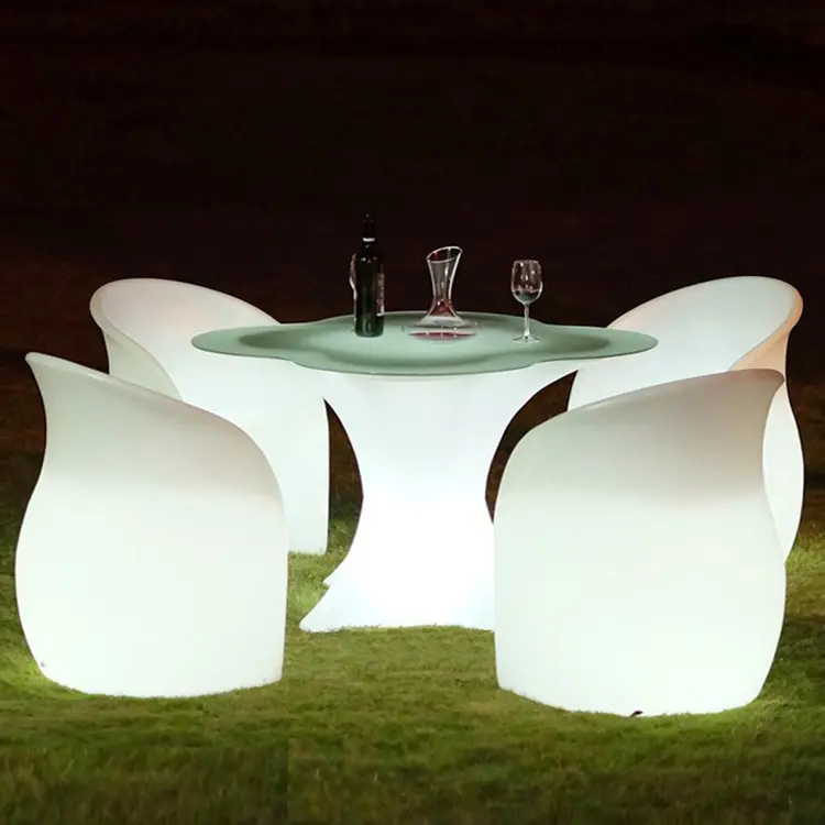 LEADERSUN-Silla de mesa portátil recargable, resistente al agua, luz LED de color, diseño de Petaloid, muebles de exterior, para eventos de fiesta