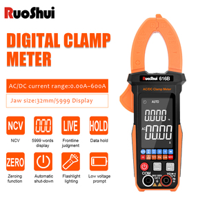 Ruoshui 616B Pantalla grande Pantalla inversa VICTOR Clamp Meter 6000 Count DCV ACV DCA ACA Ohm Cap Freq Temp Pinza eléctrica - Product Image 2