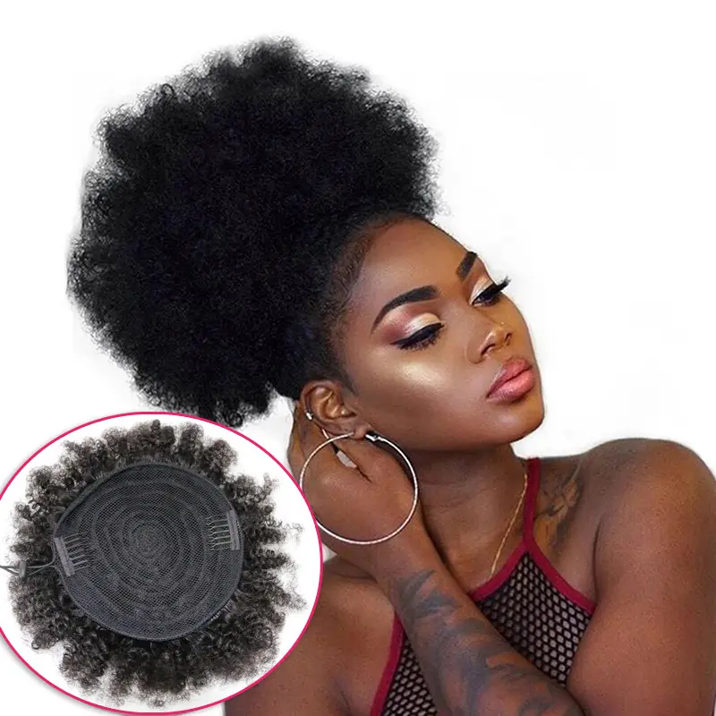 Cordão Afro Kinky Curly Cozy Pony Tail Rabo De Cavalo Extensões De Cabelo Puff Bun Cabelo Sintético Chignon Rabos De Cavalo