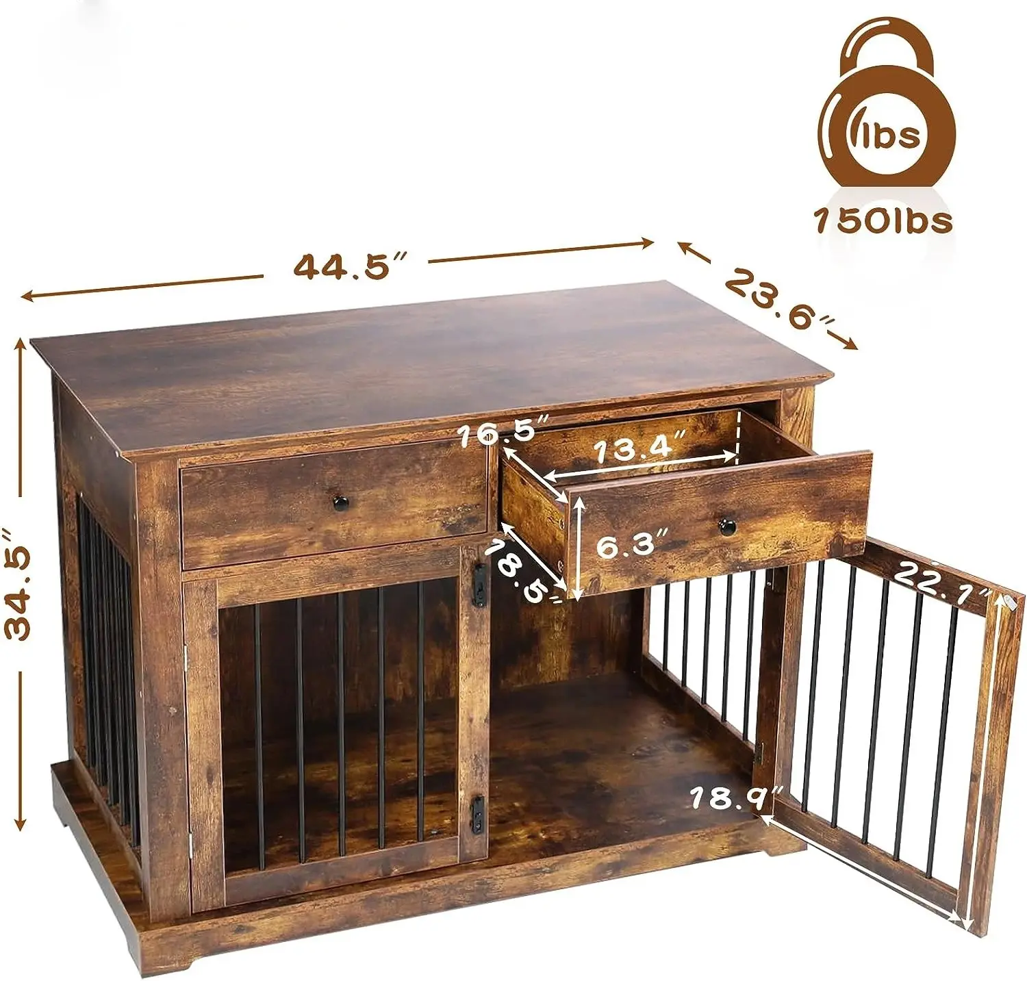 Functionality and Practicality indoor wooden small pet cage Dog Kennel Table Dog Crate Furniture dog house with Storage Drawers