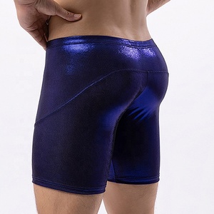 Mens sáng bóng chặt chẽ sexy quần short ướt nhìn cơ bắp boxer tóm tắt da Boyshorts căng boxershort tập thể dục quần áo cộng với Kích thước quần short - Product Image 4