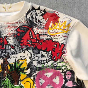 100% pamuk özel boy fransız Terry Tees erkek Boxy kırpılmış tam DTG baskılı ham <span class=keywords><strong>Hem</strong></span> kesim grafik ile Streetwear tişörtleri