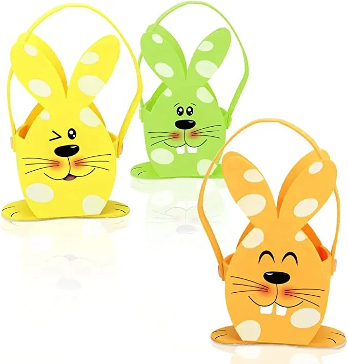 Cute Kids Easter Candy Bag feltro Easter Bunny Basket per conservare regali per bambini, uova di pasqua, giocattoli