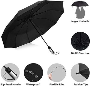 莲花工厂直接促销23英寸自动开启3折雨伞带Logo印刷 - Product Image 2