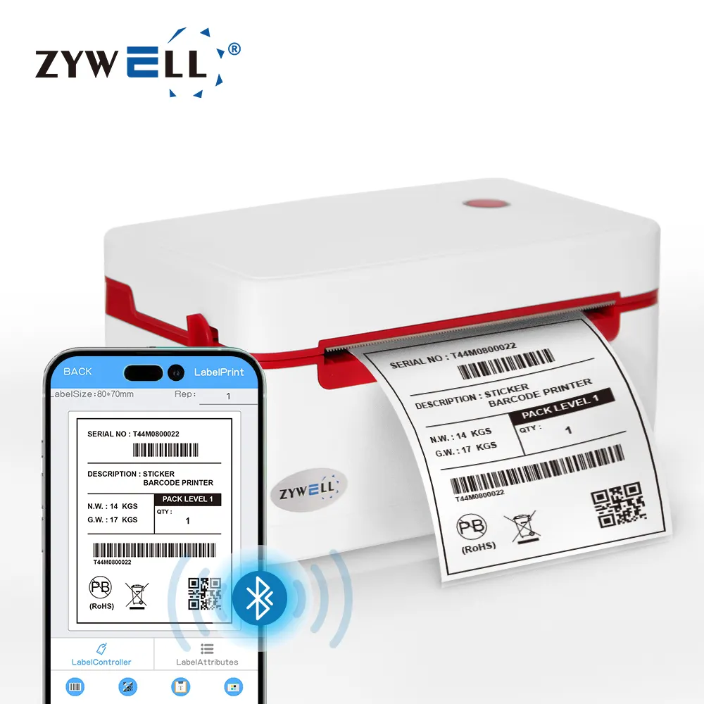 Zywell novo design a6 impressora térmica para a logística expressa rápida 4x6 etiqueta de frete