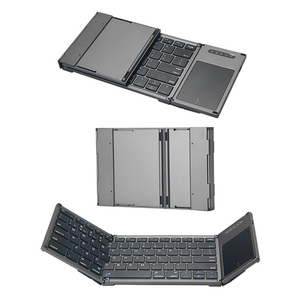 Teclado inalámbrico recargable negro fácil de llevar, teclado inalámbrico Bluetooth plegable Triple para Macbook Tablet, ordenador, teléfono - Product Image 1