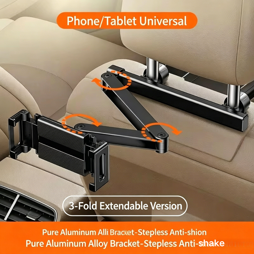 Three-fold bike rear seat backrest tablet holder