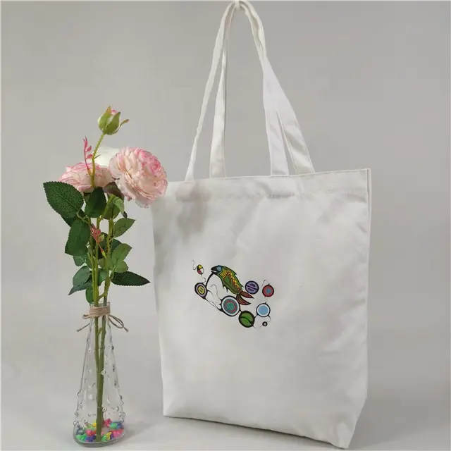 Custom Printed Canvas Bag Fabrics Storage Christmas Cotton Canvas Logo Bag Tote Women Small Blank Canvas Makeup Bag