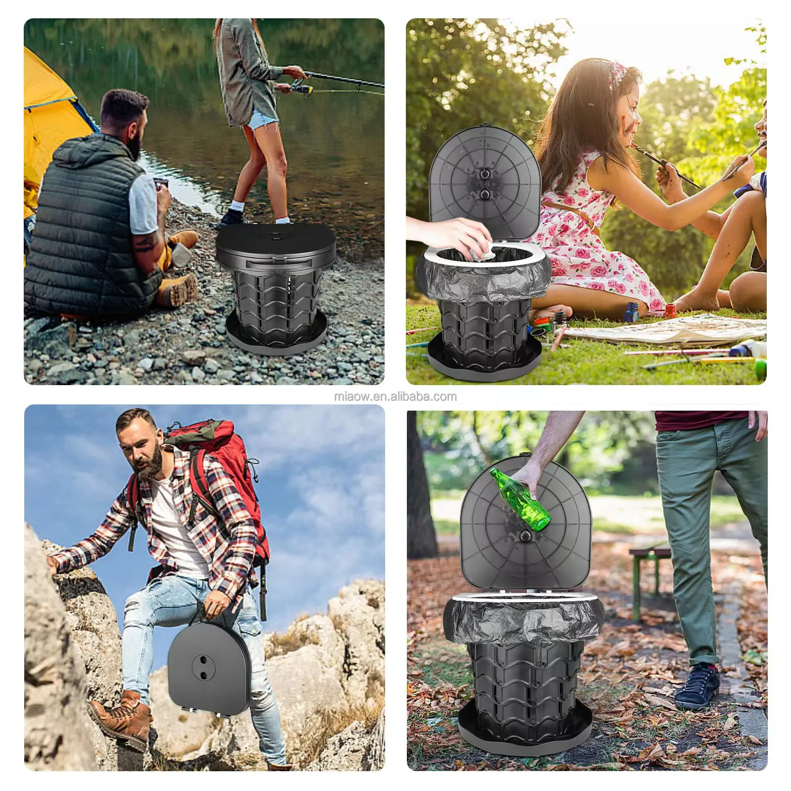 Sturdy retractable folding outdoor camping toilet portable travel telescopic toilet
