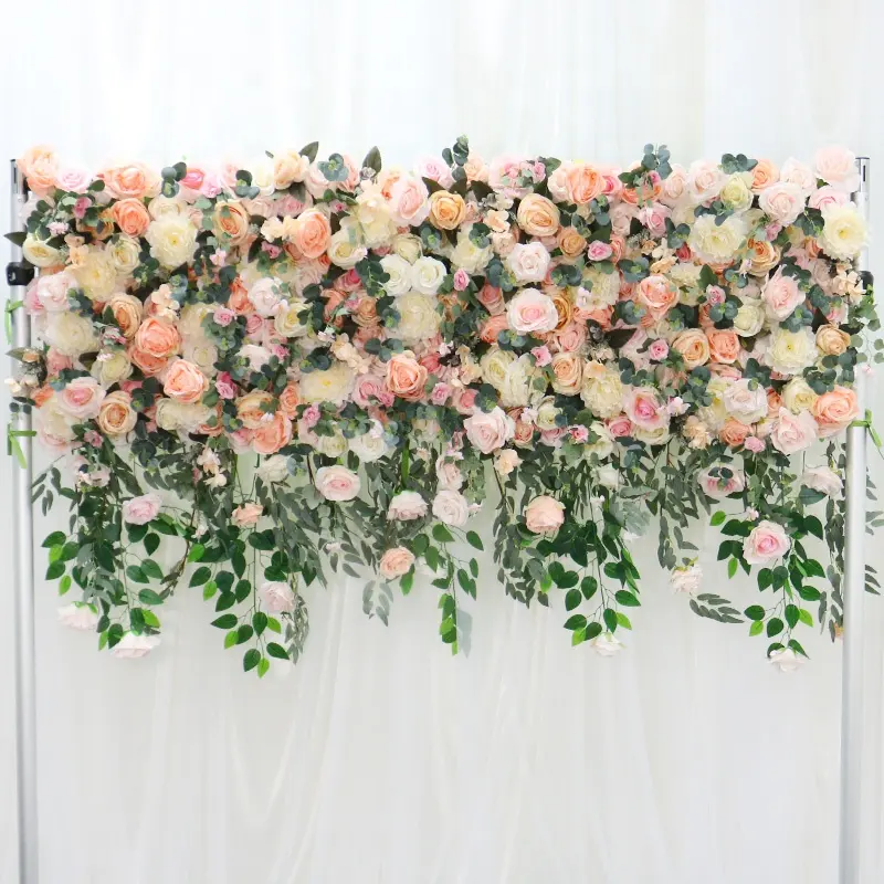 Arco de flores Artificial para decoración de pared, arco de boda, color champán, rosa, rosa, sauce, hoja, plantas verdes, decoración Floral