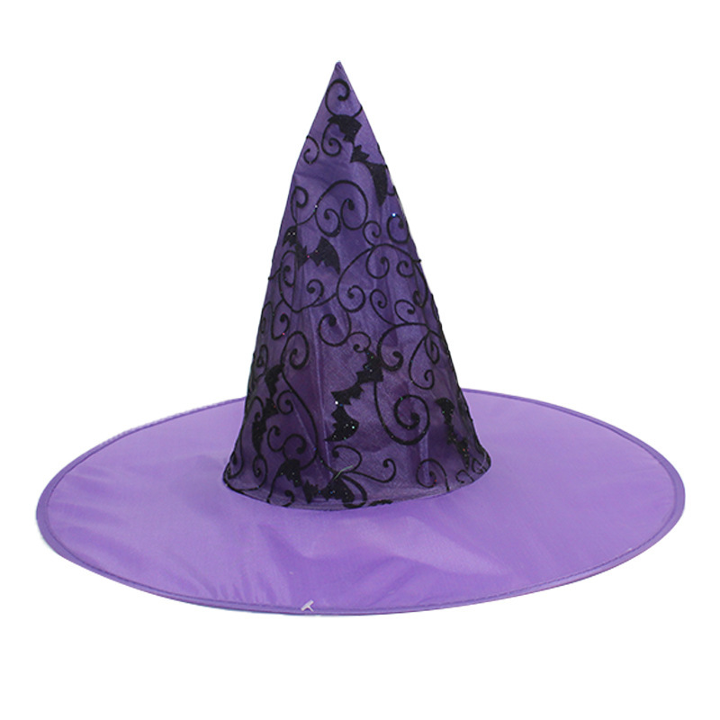 Cappello da strega in taffetà di poliestere viola
