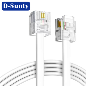 Beyaz 5M 4 çekirdekli 32AWG telefon hattı düz kablo RJ11 konnektör kablosu 6P 4C bakır kablo Patch Panel iletişim kabloları - Product Image 3