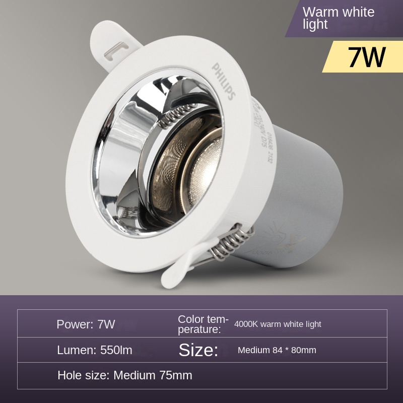 7W 4000K lumière blanche chaude ouverture 68-75mm