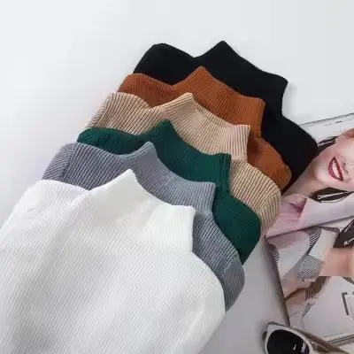 Suéter de lana lavable para mujer de moda de manga larga ligero Slim Fit pulóver suéter de otoño