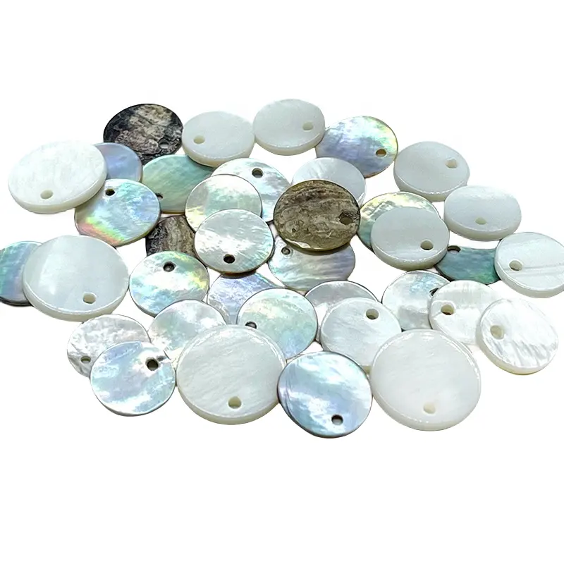 Botón decorativo de un solo agujero blanco natural de agua dulce madre de perla río agoya Concha abulón costura para camisas trajes