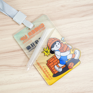 定制尺寸识别卡活动员工徽章聚氯乙烯身份证，带粉色挂绳 - Product Image 4