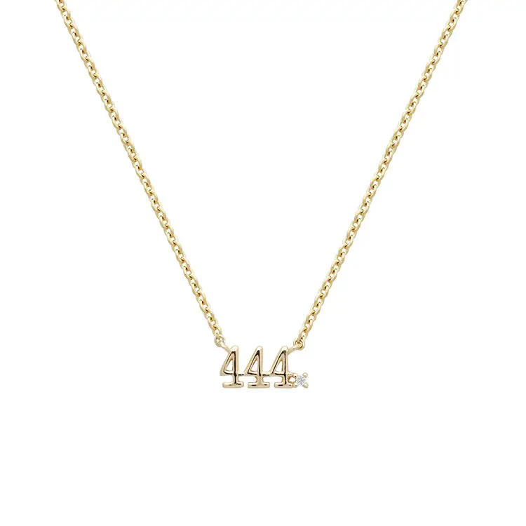 Colgante de circón con número de Ángel de Plata de Ley 925 111 333 444 777 collar de mujer chapado en oro joyería con números de la suerte personalizados