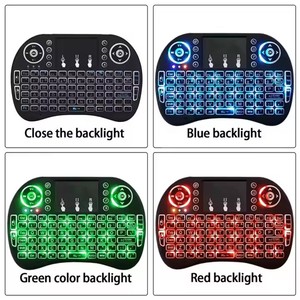 Mini teclado I8 teclado inalámbrico 3 colores retroiluminado 2,4 GHz inglés ruso Air Mouse con Touchpad Control remoto para PC portátil