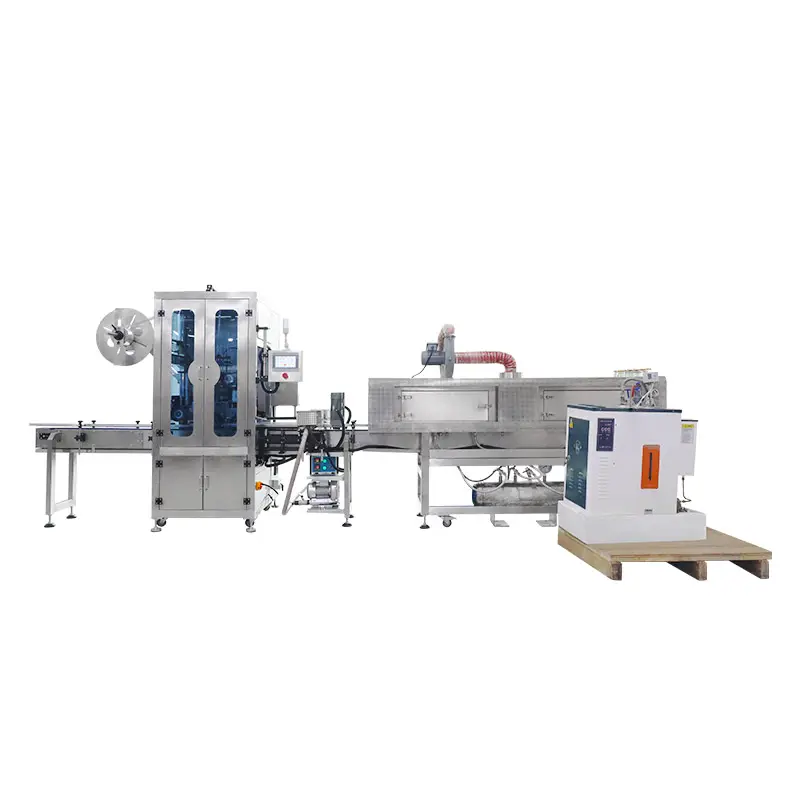 High-quality Plastic PET PVC Jars Sauce Oil Neck Label Applicator Heat Automatic Sleeve Labeling Machine with Steam Tunnel
