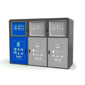 3 bölmeler açık şehir sokak kullanımı büyük kapasiteli galvanizli sac anti-crosion akıllı atık toplama çöp sıralama kovaları - Product Image 1