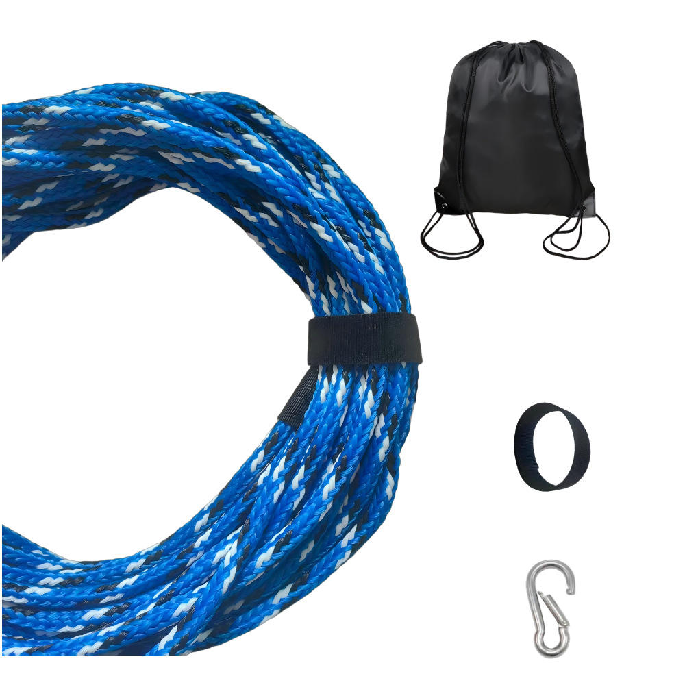Anillo de tracción unilateral de 18 metros azul, blanco y negro + hebilla de acero inoxidable