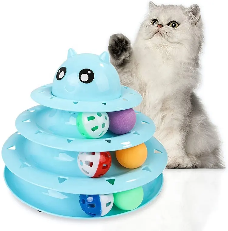 애완 동물 3 레벨 타워 트랙 롤러 인터랙티브 새끼 고양이 재미 정신 육체 운동 퍼즐 장난감 고양이 장난감 롤러 고양이 장난감