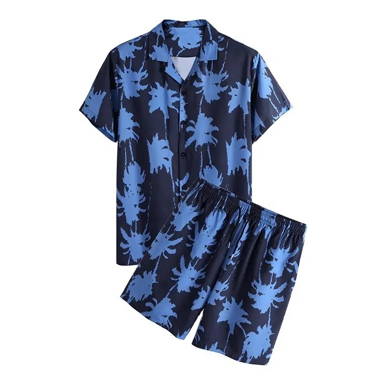 Camiseta hawaiana informal para hombre, traje con botones y pantalones cortos, Floral, conjunto de 2 piezas personalizable, ropa de playa de verano, envío gratis
