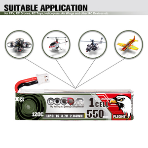 CODDAR RC LiPo Battery 1S 550MAH 3.7V 120C Cabled PH2.0 FPV Mini DroneHappy Model Mobula6 <strong>Mobula7</strong> Snapper GEPRC Cinewhoop - Product Image 2