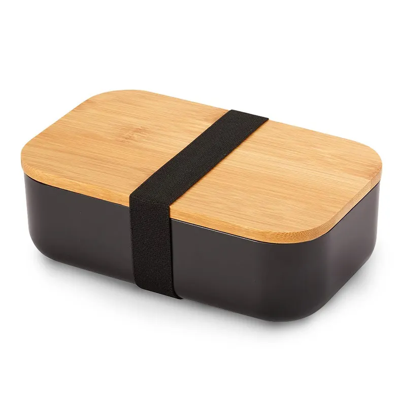 Produk baru LOGO kustom grosir kotak makan siang Bento kotak makan siang kelas makanan dengan tutup kayu bambu
