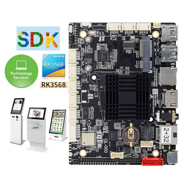 Rockchip لوحة أم بنظام أندرويد لينكس HD Lvds Usb Edp Sd Sata لشاشة كشك متنقلة Rk3288 Rk3568 Rk399 لوحة