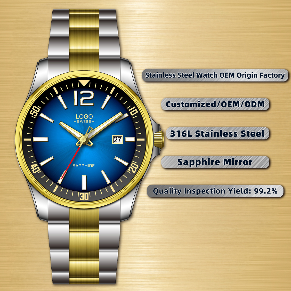 Silver/Gold/Blue