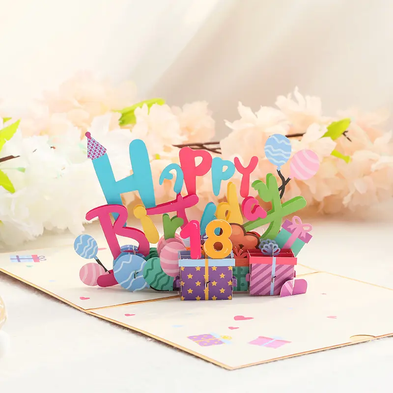 जन्मदिन मुबारक कार्ड के लिए लड़की बच्चों पत्नी पति 3D जन्मदिन का केक पॉप-अप के साथ ग्रीटिंग कार्ड पोस्टकार्ड उपहार लिफाफा