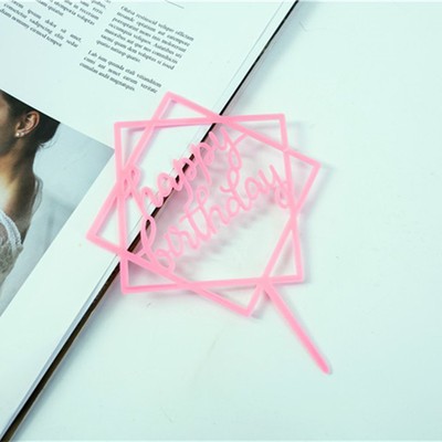 10 pink square imitation acrylic pieces