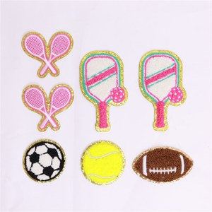 Keymay Cá Nhân DIY Vàng Long Lanh Tự Dính Hoặc Sắt Trên Chenille Vá Trò Chơi Ngày Bóng Đá Mũ Bảo Hiểm Vá Cho Túi Trucker Hat - Product Image 3