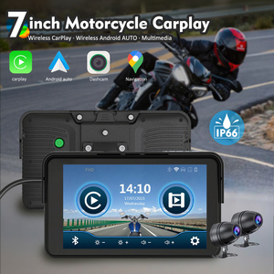 Kablosuz motosiklet Carplay 7 inç su geçirmez GPS Navigator 2 HD kameralar ile motosiklet DVR Karadar MT7001 Carplay motosiklet