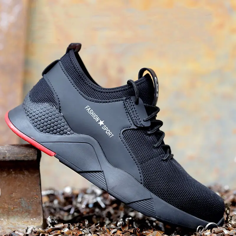 Materiale superiore nero traspirante piedini di protezione industriale scarpe antinfortunistiche isolanti con punta in acciaio