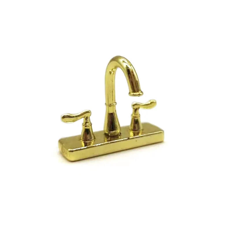 iland Miniatures Mini Hardware Water Tap Faucet Plastic Gold For Doll House Miniature Furniture