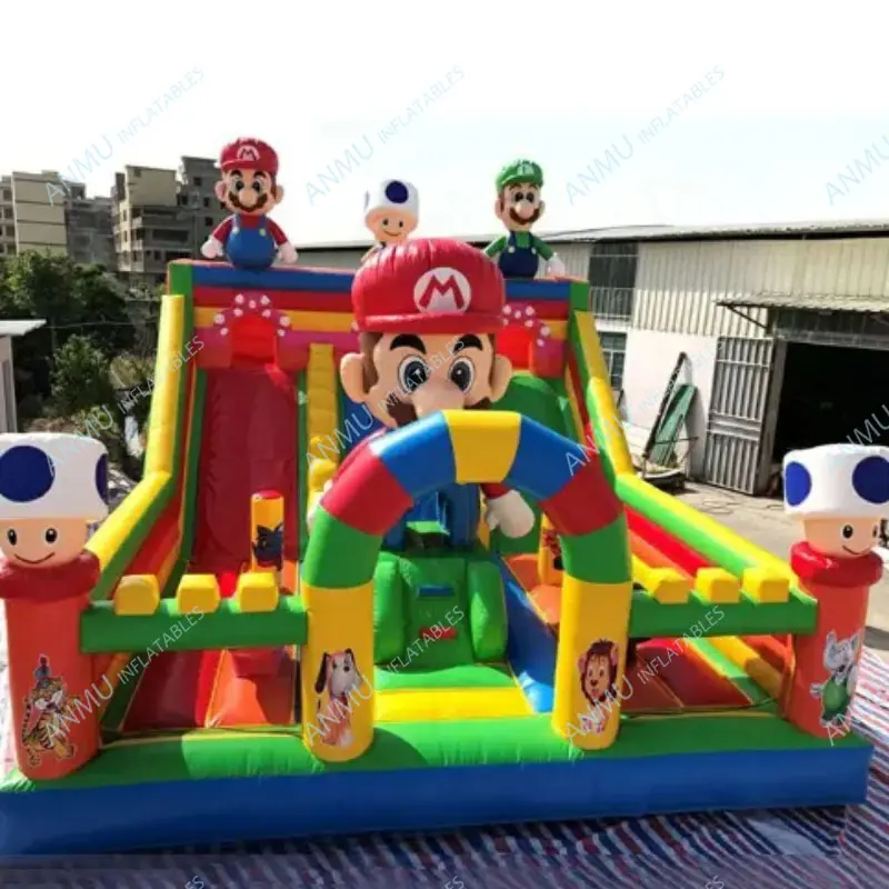 Aire de jeux gonflable avec pompe à air, toboggan sec gonflable Super Mario, toboggan pour parc aquatique gonflable pour adultes