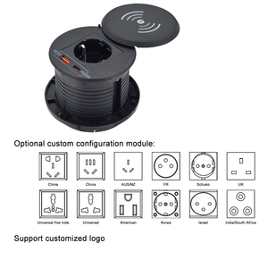 智能办公家具电源插座迷你圆形索环插座，带USBA + usb-c/内置台式欧盟电源插座 - Product Image 5