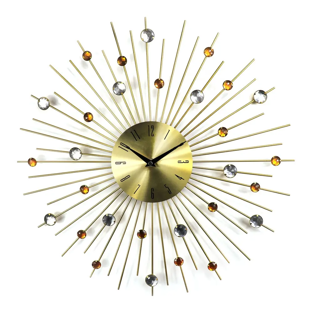 Reloj de pared de diamantes de cristal de lujo, decoración grande, 50cm