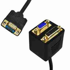 VGAオスからVGA + DVI 4K解像度ケーブルPVCジャケット1対2スプリッター接続24 + 5ピン - Product Image 5