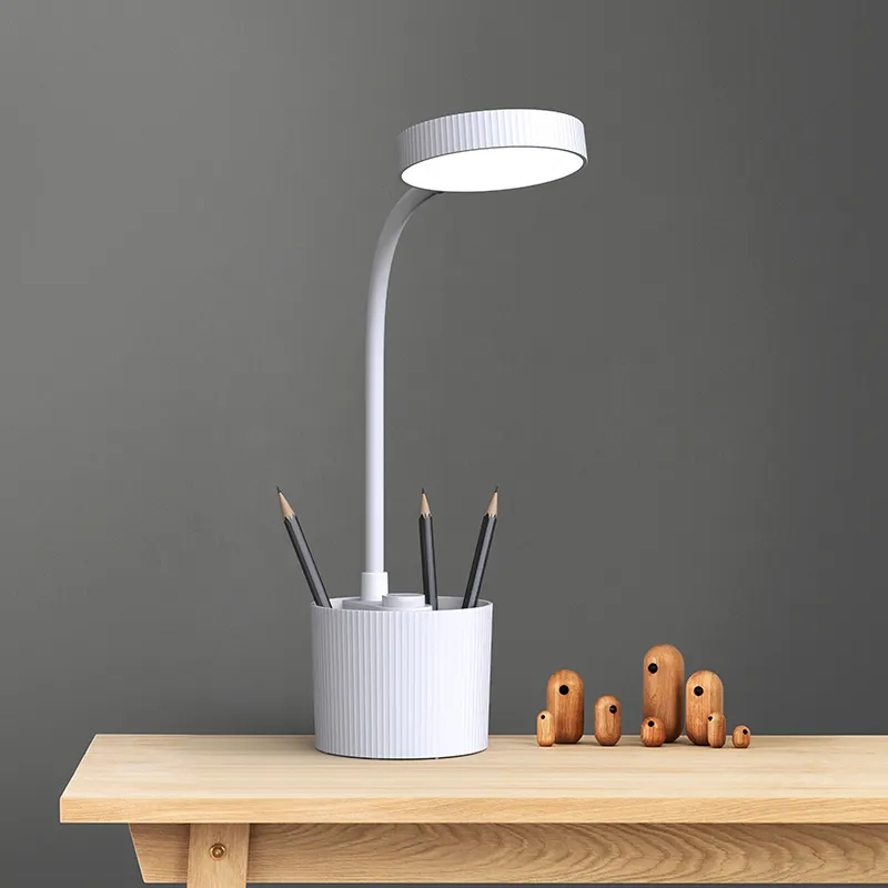 Lámpara de mesa de estudio Interruptor táctil de encendido/apagado Lámpara de escritorio LED con taza de lápiz y soporte móvil