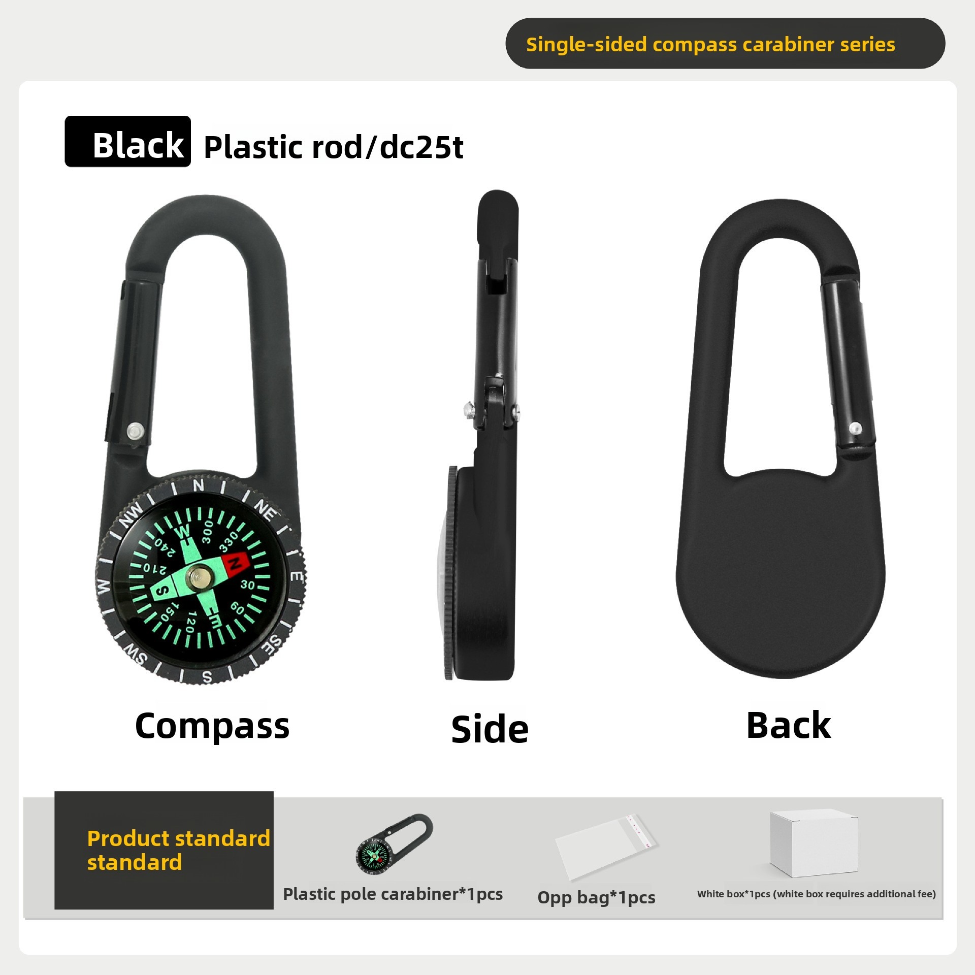 Tige en plastique simple face noire dc25t